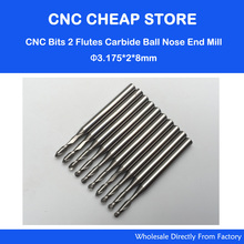 10x 3.175mm Two Flute High Quality Carbide Ball Nose End Mills CNC Bit 2mm CEL 8mm free shipping 2024 - buy cheap