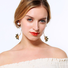Charm Jewelry Luxury Gold Color Imitation Pearl Acrylic Earrings For Women Trendy Flower Long Earrings Accessories Wholesale 2024 - buy cheap