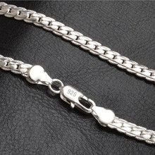 M925 sterling Silver color necklace pendant men's jewelry hot sale full side necklace 5 mm fashion chain 2024 - buy cheap