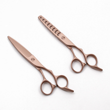 C9122 6" 17cm 440C Engraving Logo Rose Gold Hairdressing Scissors Cutting Scissors Thinning Shears Willow Leaf Shape Hair Shears 2024 - buy cheap