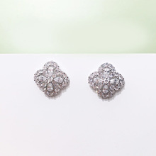 Bilincolor high quality fashion silver color  white cz flower stud earring for women 2024 - buy cheap