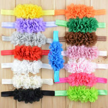 75pcs/lot Three Mini 2 inch Pretty Chiffon Flower 1.5cm Skinny Elastic Headband Flower Hair band for girls FDA25 2024 - buy cheap