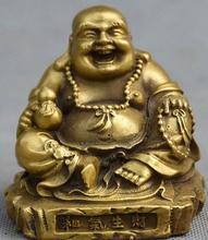 Templo do budismo chinês bronze sentar-se feliz rir maitreya buda estátua de cabaça 2024 - compre barato
