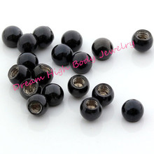 Tornillo negro bola redonda acero ombligo y cuerpo joyería labio perno Barbell ojo anillo 16G 2mm 2,5mm 3mm bola accesorio 2024 - compra barato