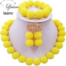 Laanc Yellow Simulated Pearl Beads African Jewelry Set Nigerian Wedding Necklace SP1R012 2024 - buy cheap