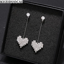 Kuziduocai New Fashion Jewelry Will Not Fade Full Zircon Heart Statement Office Drop Earrings For Women Brincos Pendientes E-834 2024 - buy cheap