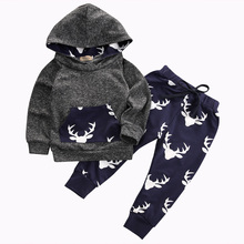 0-24M Newborn Baby Boys Girls Clothes Deer Hooded Top Pant 2pcs Infant Bebek Kids Clothing Set 2024 - buy cheap