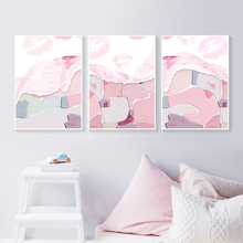 Carteles e impresiones de ondas abstractas rosas sobre lienzo para pared, decoración nórdica, cuadro de pared para el hogar, decoración para las paredes del salón 2024 - compra barato