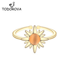 Todorova anel de dedo de girassol de cristal, anel ajustável com juntas de flor margarida para mulheres 2024 - compre barato