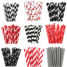 25pcs Black Red Paper Straws Design Straws For Birthday Wedding Decorative Party Event Drinking Straws Supplies 2024 - buy cheap