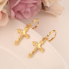 2pairs small cross drop earring lovely Jesus Christian Gold Dubai african Arab Middle Eastern Jewelry for women Mom kids Gifts 2024 - buy cheap