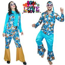 DSPLAY Flowers  Hippie Costume Unisex Adult Funny Colorful Hippie Fancy outfits 2024 - buy cheap