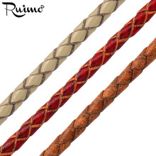 RUIMO-cuerda redonda de cuero genuino para fabricación de joyas, cordón de 3mm de tamaño, estilo Vintage, trenzado para pulsera, collar 2024 - compra barato