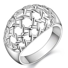 AQHSSCJH ITMVLXRL-anillo hueco y brillante, chapado en plata, joyería de moda, mujeres y hombres 2024 - compra barato