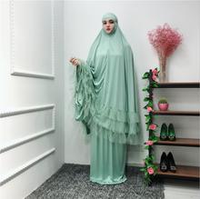 Vestido musulmán de longitud completa, mantos musulmanes de abaya, tops con volantes de Ramadán, vestido musulmán, servicio de adoración, abayas Wq1524 2024 - compra barato