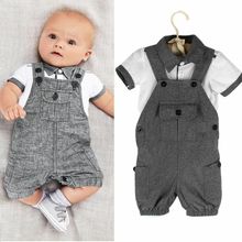 2019 New Hot Sale Latest Newborn Infant Baby Boys Gentleman Clothes Shirt Tops Bib Pants Outfits Set 2024 - compre barato