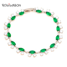 ROLILASON Super Suppier Green Crystal High Quality Silver Wholesale Retail Charm Bracelets Fashion jewelry TBS946 2024 - buy cheap