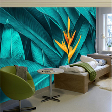 Beibehang-papel tapiz de pared con diseño Tropical, gran mural, Seda verde, para cuarto 2024 - compra barato