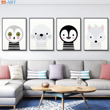 Arctic Animals Prints Seal Pup Owl Wolf Penguin Nursery Poster Cartoon Canvas Painting Wall Art Baby Room Decoration Pictures 2024 - buy cheap