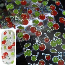 Модная лазерная красная зеленая вишня с узором, переводная фольга для ногтевого дизайна, наклейка для ногтей, ремесло, маникюр, украшение GL04 2024 - купить недорого