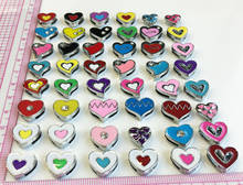 50PCS 8MM Mixed Style Enamel Hearts Slide Charms Slide Letters DIY Accessory Fit 8mm Wristbands, Blets 2024 - buy cheap