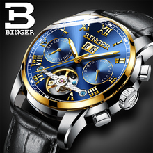 BINGER Brand Men Watches Automatic Mechanical Watch Tourbillon Sport Clock Leather Casual Business Wristwatch Mens 2024 - buy cheap
