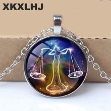 XKXLHJ New 12 Constellation Virgo, Leo, Aries, Gemini Art Picture Bump Glass Necklace Fashion Lady Lucky Necklace Jewelry 2024 - buy cheap