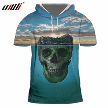 UJWI 3D Terrestrial Ocean Skull Men's Hooded Tshirt Printed Scenery Theme Man Hoodies Tee Shirt Unisex Large Size Casual T-shirt 2024 - buy cheap