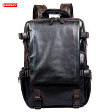 Genuine Leather Men's Backpacks Large Capacity Men Laptop Bag Travel Backpack Vintage Soft Black Leather School bag Luggage Bags 2024 - buy cheap