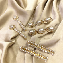 Accesorios para el cabello de boda de lujo para mujer, horquillas de perlas de imitación Forma ovalada, pasadores de cristal brillante, regalos 2024 - compra barato