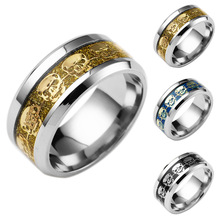 Anel de caveira de aço de titânio, joias de aço de titânio e acessórios, anéis de joias de moda. 2024 - compre barato