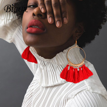 BICUX Bohemian Handmade Earrings For Women Boho Style Woman Tassel Earring Female Jewelry Bridal Fringed Vintage Long Earrinngs 2024 - buy cheap