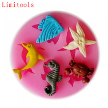 Beautiful Sea Animal Shape Silicone 3D Mold Cookware Dining Bar Non-Stick Cake Decorating Fondant Soap Mold 2024 - buy cheap