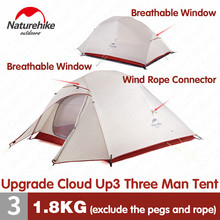Naturehike Upgrade CloudUp3 Tent 20D Silicone Double Layer 3 Man Ultralight Portable Aluminum Pole Camping Tent NH18T030-T 2024 - buy cheap