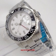 40mm bliger white sterile dial luminous GMT black ceramic bezel sapphire glass automatic mens watch 2024 - buy cheap