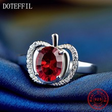 Classic Red Apple Zircon Ring 100% Sterling Silver Rings Woman Luxury 925 Silver Jewelry Ring 2024 - buy cheap