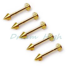 Free Shipping Golden Labret ring Lip Piercing Stud Vacuum Plating titanium body Piercing jewelry promotional gift 2022 - buy cheap