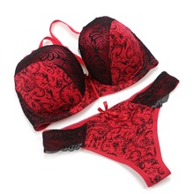 Sexy Lace Bra Briefs Set For Women Push Up Bras Plus Size Brassiere Lingerie Bralette B C D E Cup Breathable G-string Underwear 2024 - buy cheap