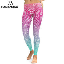 NADANBAO New Design 2021 Leggings Women Mandala Flower Digital Print Legging Fitness Leggins Elastic Workout Plus Size Pants 2024 - buy cheap