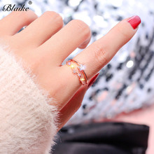 Blaike-anillo ajustable abierto con forma de estrella para mujer, sortija con diamantes de imitación blancos, Color plata/oro rosa, joyería para fiesta de compromiso, regalo de Navidad 2024 - compra barato
