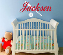 Pegatina de pared de béisbol con nombre para niños, decoración de dormitorio de niño, personalizada, vinilo artístico 2024 - compra barato