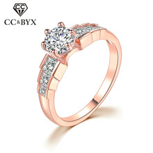 CC Rings For Women Round White Stone Cubic Zirconia Ring Rose Gold Color Bridal Wedding Engagement Ring Drop Shipping CC1561 2024 - buy cheap