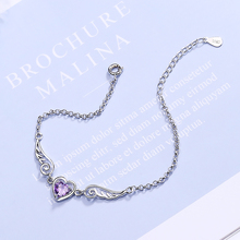 Corazón Púrpura Zirconia alas colgante exquisito pulsera cadena pulseras brazaletes moda joyería para fiesta y boda regalo para las mujeres 2024 - compra barato