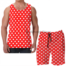 Summer Casual funny print men Tank Tops Women Polka Dot White On Red  men Board beach shorts women sets fitness sleeveless vest 2024 - buy cheap