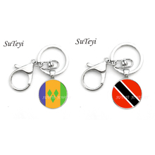 SUTEYI North America National Flag Jewelry Key Chain Saint Vincent and the Grenadines and Trinidad and Tobago pendant Key ring 2024 - buy cheap