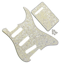 FLEOR 4Ply Aged Pearl No Screw Hole Guitar Pickguard SSS Back Plate & Screws For ST Electric Guitar Accessories 2024 - buy cheap