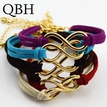 Pulseiras vintage boho punk e bijuteria l103, da moda do infinito 8, braceletes de couro para mulheres, presente, atacado, jóias masculinas 2024 - compre barato