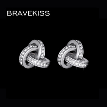 BRAVEKISS Trendy Small Crystal Knot Studs Earring for Women CZ Piercing Earing Studs Earrings Jewelry brincos aretes BUE0141 2024 - buy cheap