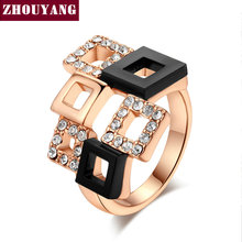 ZHOUYANG-anillo geométrico de alta calidad ZYR091, Color oro rosa, Cristales austriacos, tamaño grande 2024 - compra barato