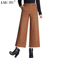 3XL 4XL Winter Loose Wool Pants Women Ankle Length Wide Leg Pants High Waist Zipper Button Warm Trousers Women Solid Slim Camel 2024 - buy cheap